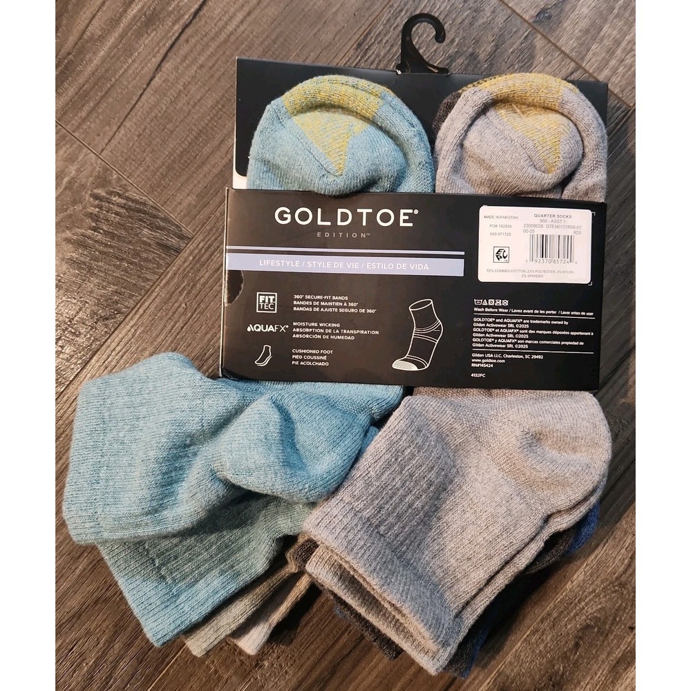 2 Gold Toe-Lifestyle Men's 6 Pack Cushioned Quarter Socks 6-12.5 Multicolor New - Picture 6 of 7
